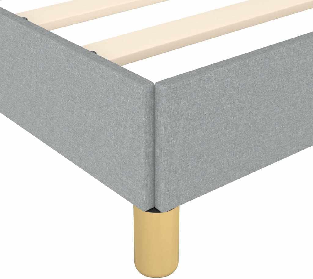 Twin Size Light Grey Platform Bed Frame with Upholstered Headboard, Sturdy Bedframe for Small Bedrooms Guest Room Furniture