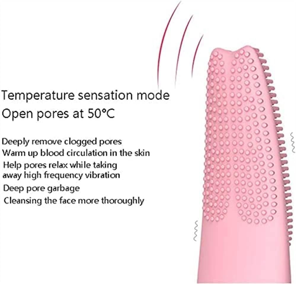 Soft Silicone Facial Cleansing Brush, Waterproof Electric Face Brush Skin Cleansing for Deep Cleansing, Gentle Exfoliating and Massaging, Pink