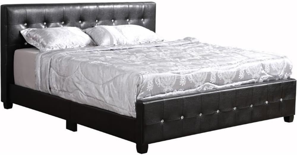 Glory Furniture Diamond Faux Leather Upholstered King Bed in Black