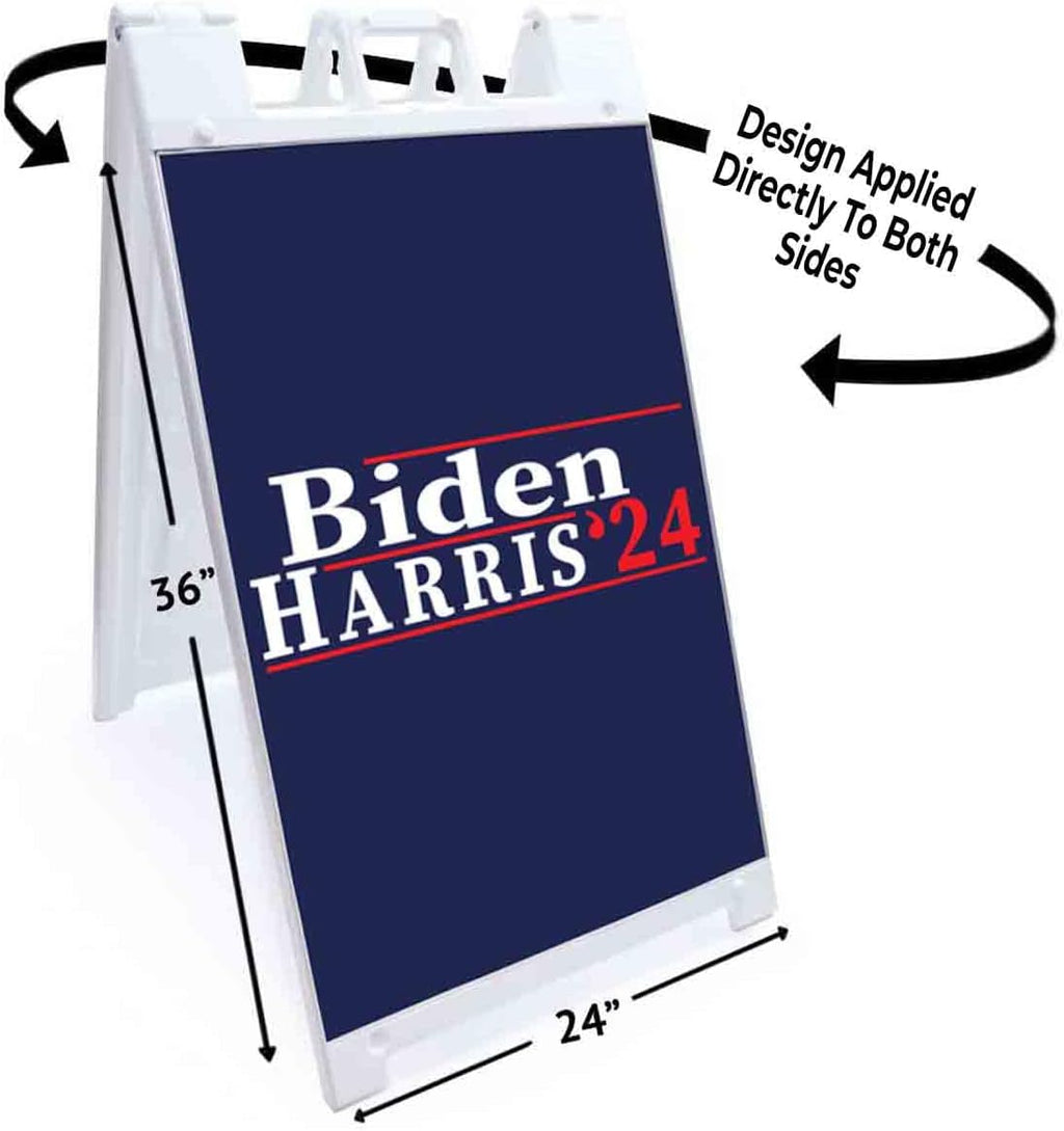 Biden Harris 2024 (24' X 36') Standard A-Frame Signicade, Includes Decal Applied to Stand | Election, Political, Democrat, Vote