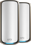 NETGEAR Orbi 970 Series Quad-Band WiFi 7 Mesh Network System (RBE972S) - Router + 1 Satellite Extender, Security Features, 27 Gbps, 6,600 sq. ft., 200 Devices, 10 Gig Internet Port – Free Expert Help