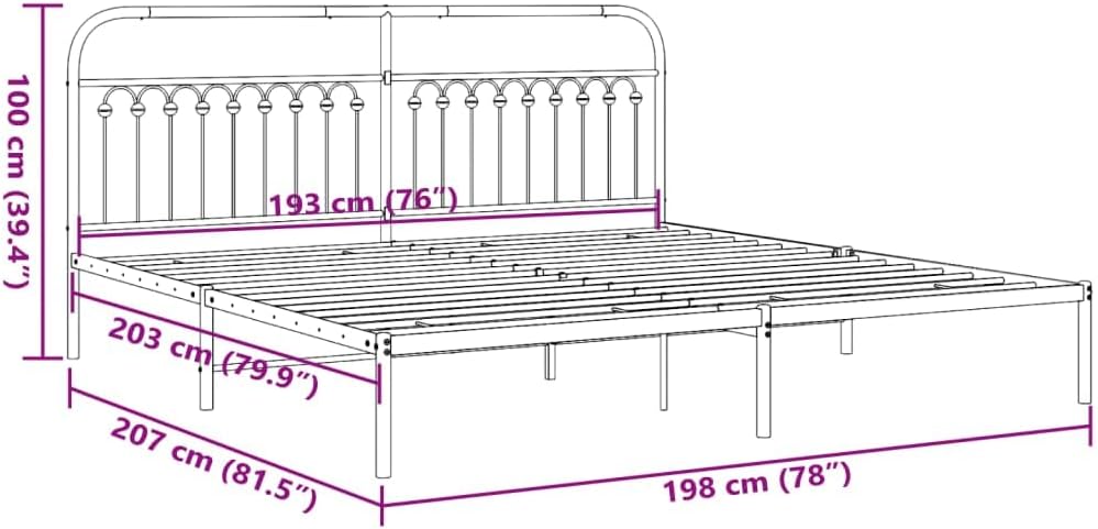 White Steel Full Bed Frame with Headboard, Traditional Rectangular Design, Durable Metal Construction and Easy Assembly for Bedroom, 4-Piece Set