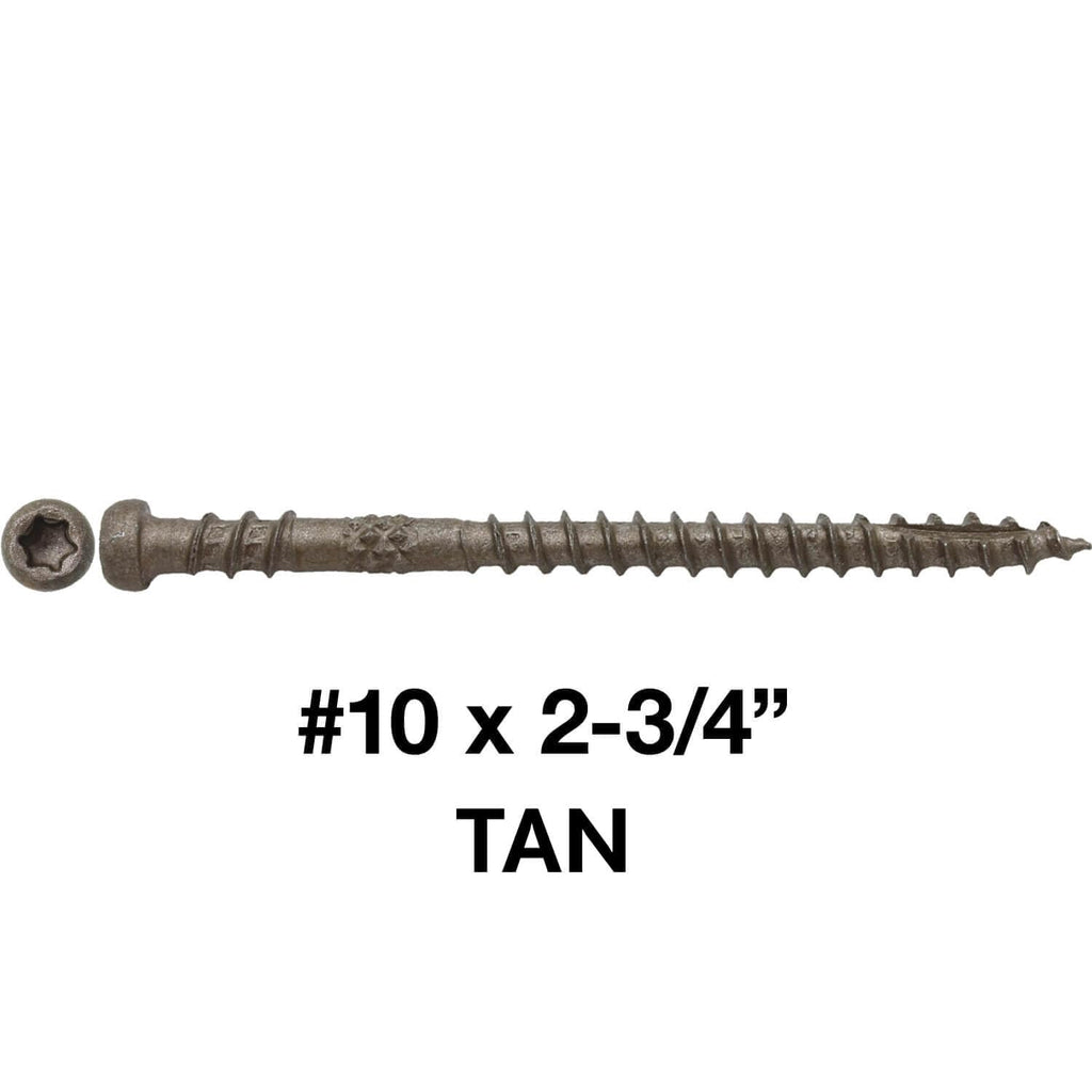 10 x 2-3/4' TAN Composite Decking Wood Screw Torx/Star Drive Head - Exterior Coated - AQC Lumber Compatible - 5 Pound CASE ~3870 Screws