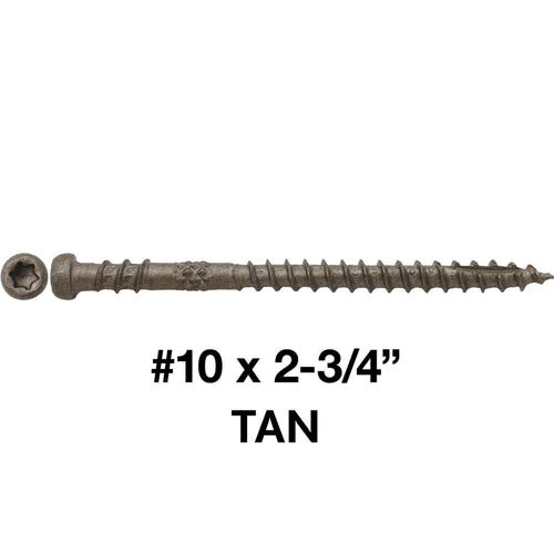 10 x 2-3/4' TAN Composite Decking Wood Screw Torx/Star Drive Head - Exterior Coated - AQC Lumber Compatible - 5 Pound CASE ~3870 Screws