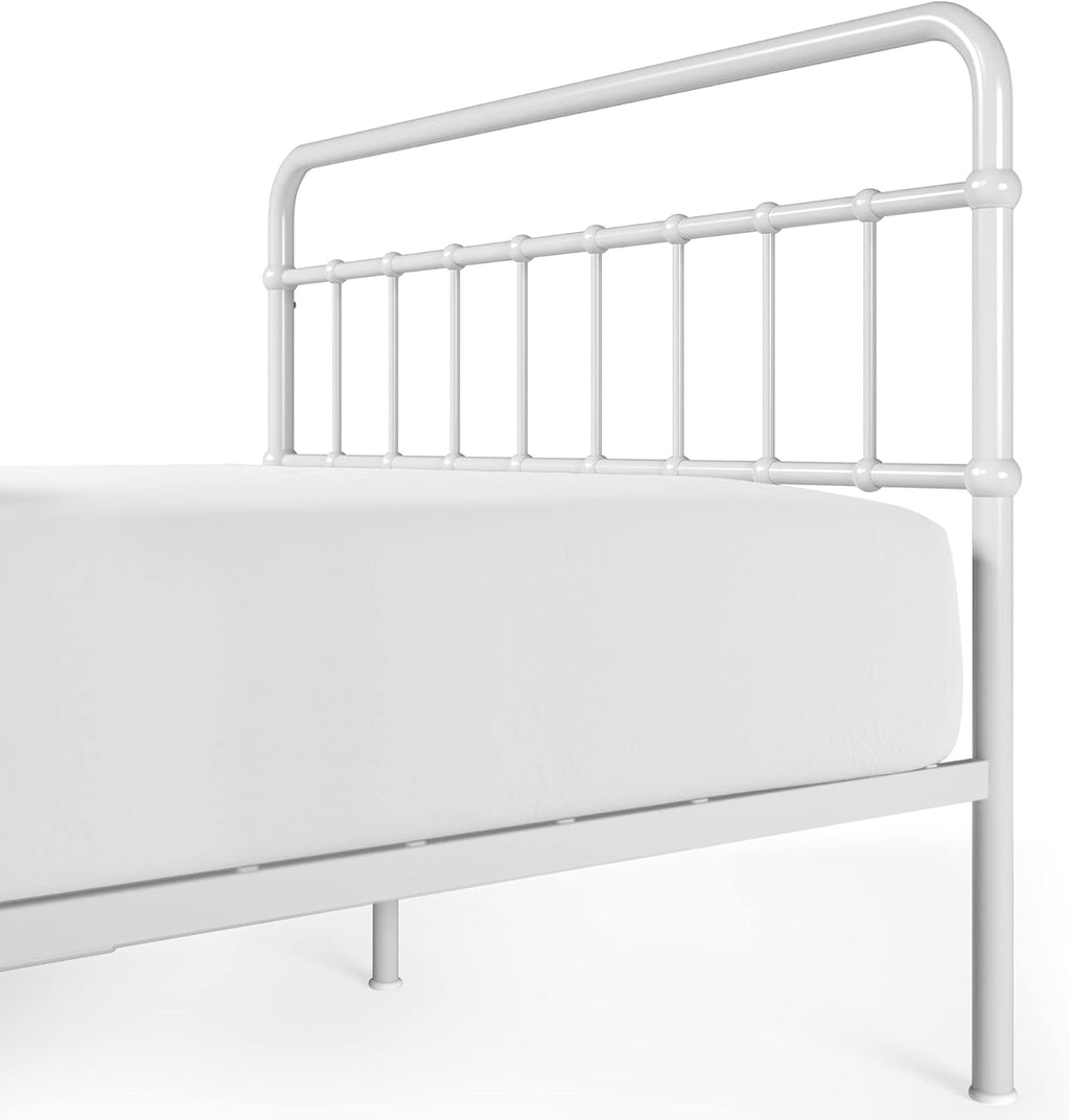 Zinus Florence Metal Platform Bed Frame, Mattress Foundation, No Box Spring Needed, Easy Assembly, White, Twin