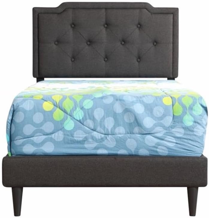 Glory Furniture Deb Fabric Upholstered Twin Bed in Black