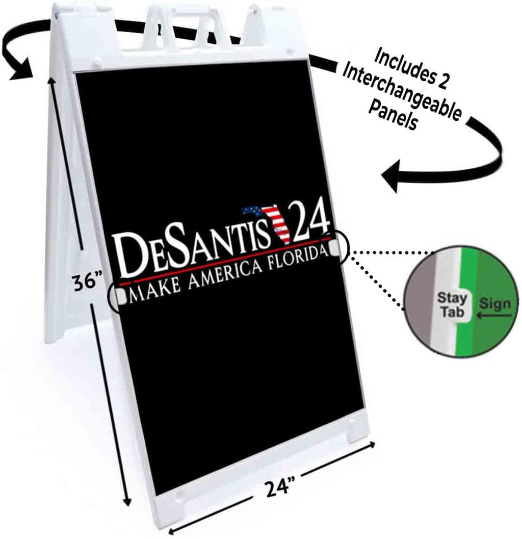 Desantis 2024 (24' X 36') Deluxe A-Frame Signicade, Includes 2 Removable Panels & Stand | Election, Political, Republican, Vote