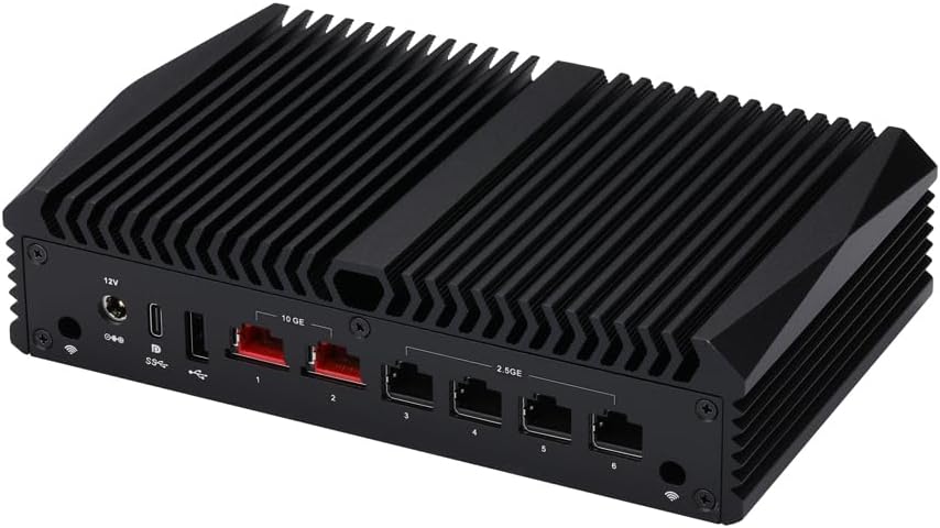 Qotom Firewall Hardware Q11032H6 N355 Processor,up to 3.9GHz 16G DDR5 RAM 512G M.2 SSD -4x2.5 Gigabit LAN,2x10 Gigabit LAN,Fanless,Win10/Linux 24/7