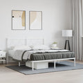 Metal Bed Frame with Headboard White Queen Size Platform Bed Frame Steel Construction Underbed Storage Space Sturdy Support for Bedroom