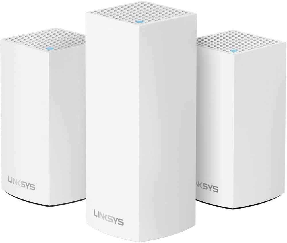 Linksys WHW0203 Velop Home Mesh Wi-Fi System Bundle (Dual/Tri-Band Combo) - Wi-Fi Router/Wi-Fi Extender for Whole-Home Mesh Network (3-Pack, White)