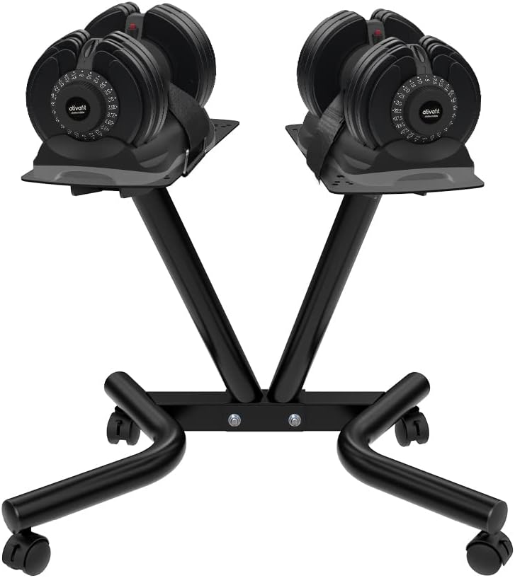 ATIVAFIT Adjustable Dumbbell Stand Fitness Dial Dumbbell Rack with Adjustable Belt for Home Gym Set