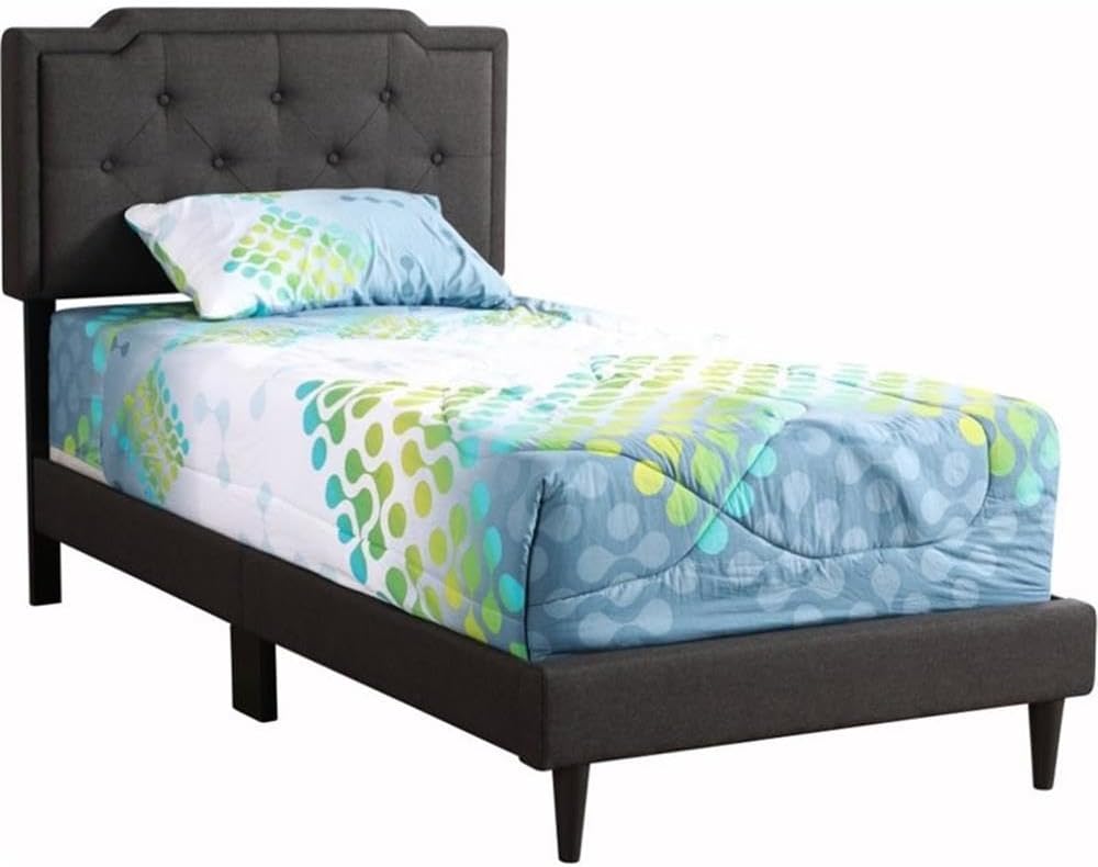 Glory Furniture Deb Fabric Upholstered Twin Bed in Black