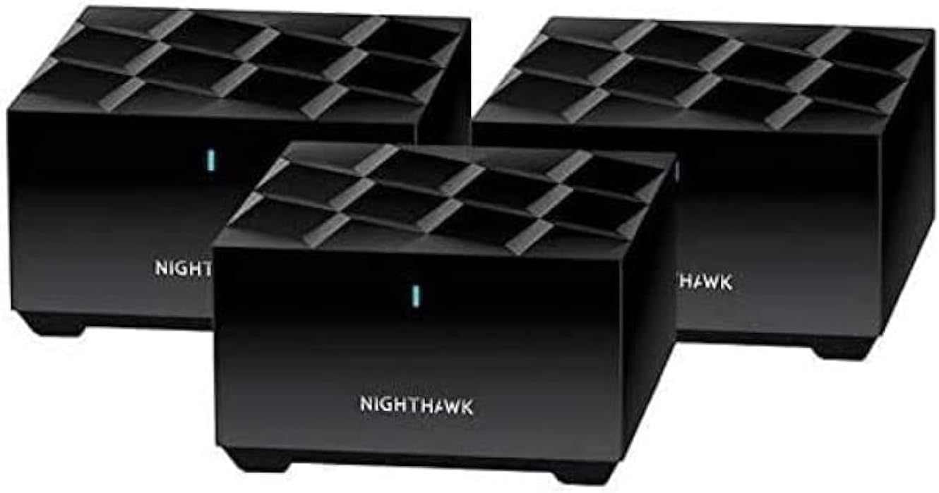 NETGEAR Nighthawk MK63S AX1800 Whole Home Mesh Wi-Fi 6 System with 1.8GBPS Speed, OFDMA Technology, and WPS Security Protocol (Black, 3-Pack, Renewed)
