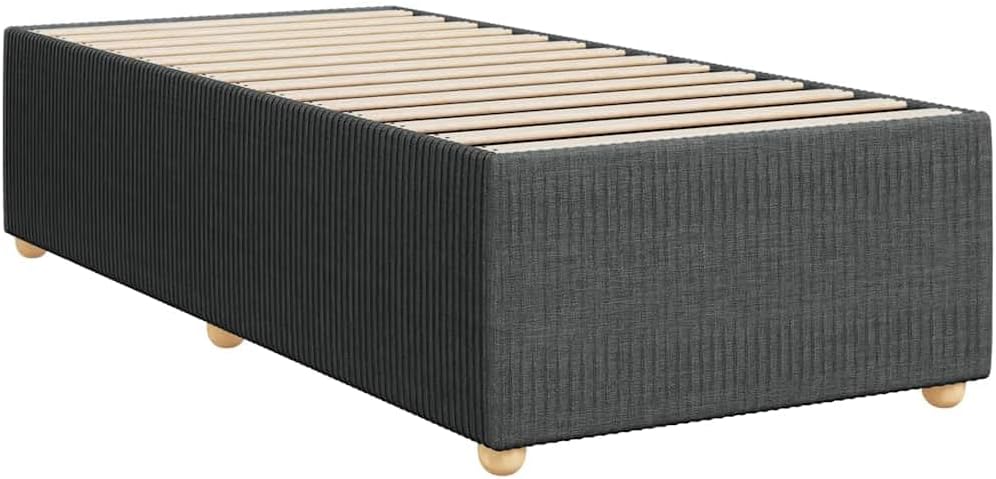 Dark Grey Twin Fabric Bed Frame with Breathable Polyester and Engineered Wood Construction, Modern Design for Bedroom, Sturdy Plywood Support and Easy Assembly