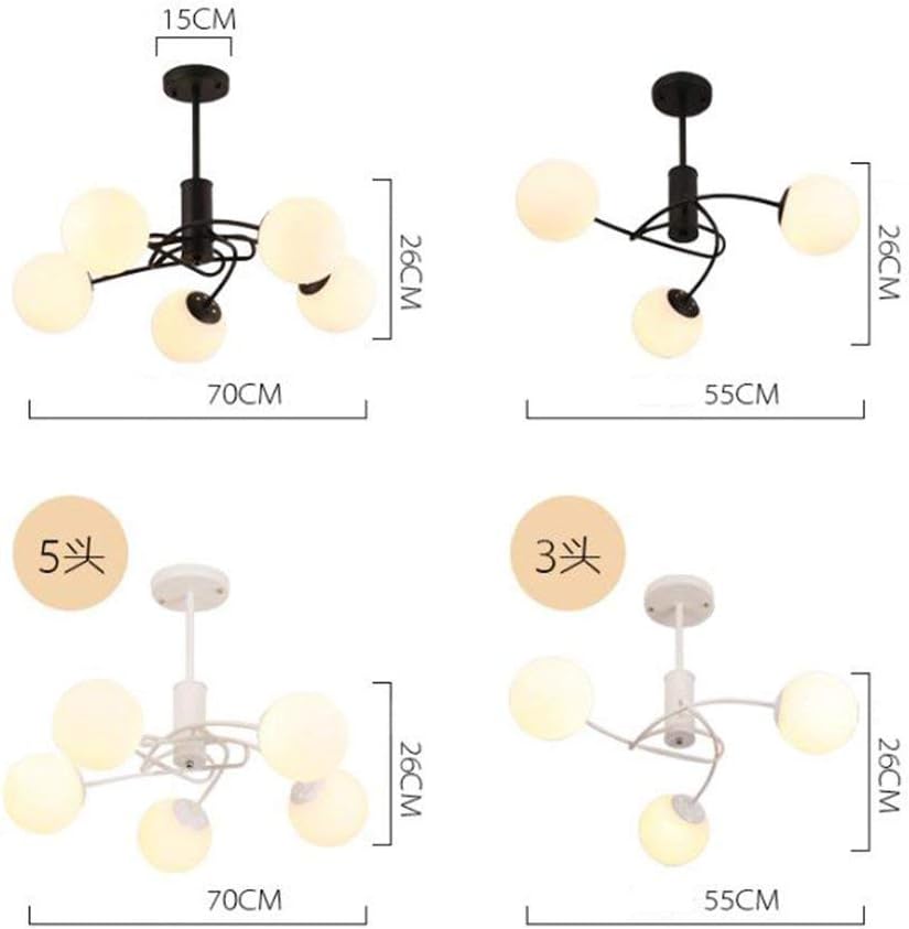 Ceiling Lights Vintage Lamps for Living Room Iluminacion Ceiling Light Wrought Iron Luminaria E27 Bulb Home Lighting Fixtures,Warm Light-5 Heads/White