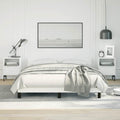 Faux Leather Upholstered Platform Bed Frame with Headboard White Full Size Sturdy Slat Support No Box Spring Needed Modern Bedroom Furniture