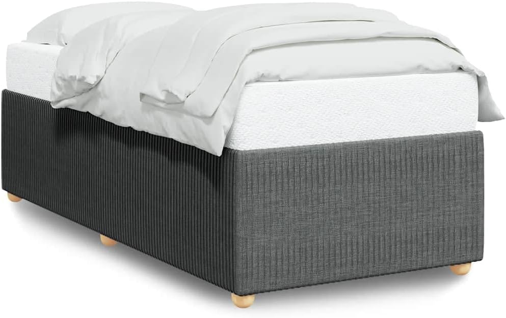 Dark Grey Twin Fabric Bed Frame with Breathable Polyester and Engineered Wood Construction, Modern Design for Bedroom, Sturdy Plywood Support and Easy Assembly