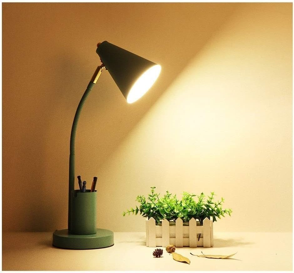 Desk Lamp Led Reading Light Book 3 Brightness Levels with Pen Holder, Perfect for in Bed(Green)