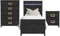 Picket House Chett Twin 3PC Bedroom Set with LED in Black
