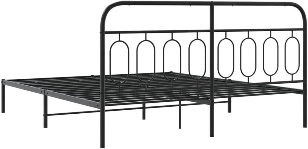 Black Steel Full Bed Frame Rectangular Modern Design Heavy-Duty Construction with Ample Underbed Storage Space for Mattress Support and Airflow Ventilation