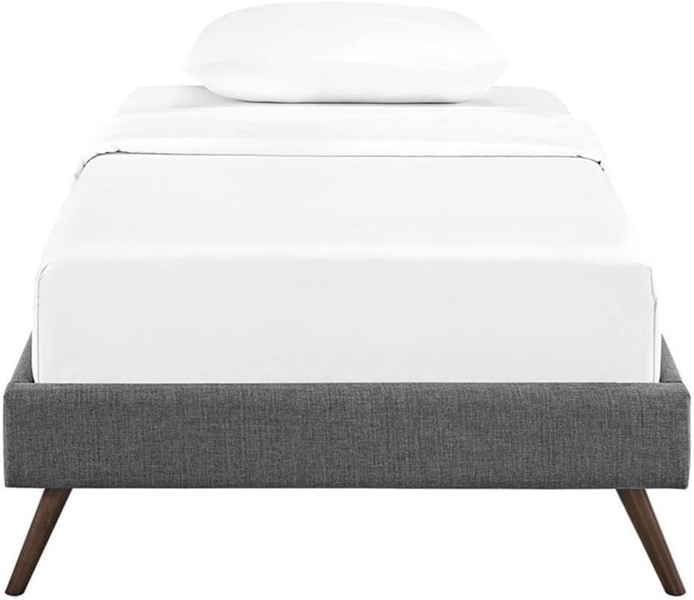 Pemberly Row Set of 2 Twin Bed Frame in Gray and Nightstand in Walnut/White