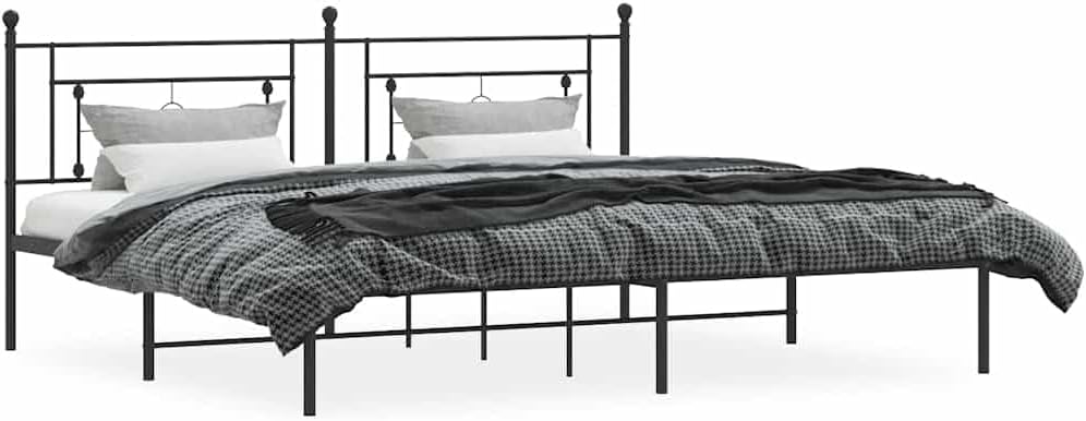 Metal Bed Frame with Headboard King Size Black Steel Platform Bed Frame with Underbed Storage Space for Bedroom Furniture