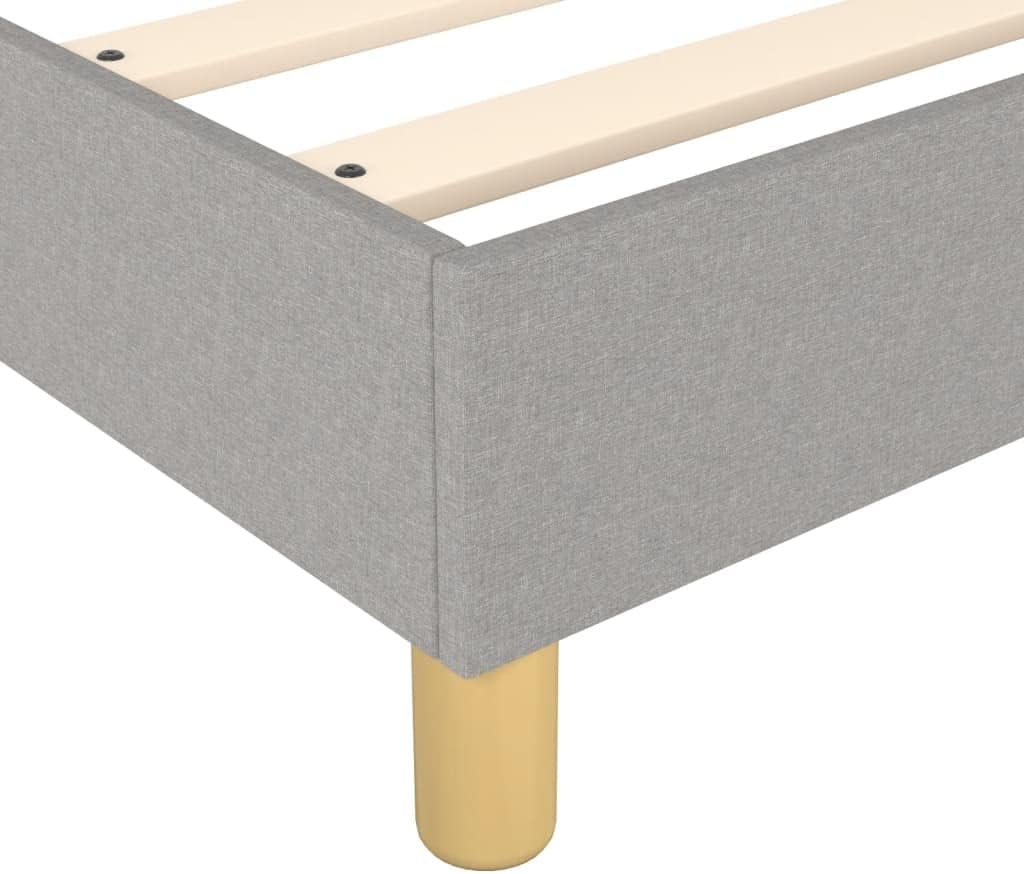 Twin Bed Frame Light Gray Upholstered Fabric Platform Bedframe Modern Design Space-Saving for Small Bedroom and Guest Room