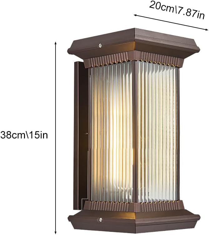 Solar Wall Light Outdoor Lantern Wall Sconce Waterproof Front Porch Lamp Exterior Wall Mount Lighting Fixture with Ribbed Glass for Patio Garage Garden Barn Yard House