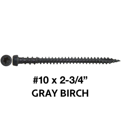 10 x 2-3/4' Gray Birch Composite Decking Wood Screw Torx/Star Drive Head - Exterior Coated - AQC Lumber Compatible - 5 Pound CASE ~3870 Screws