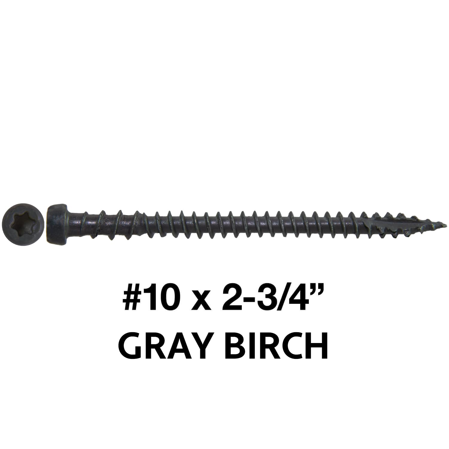 Jake Sales 10 x 2-3/4' Grey Birch Colored Composite Decking Wood Screw with Torx/Star Drive Head - Exterior Coated - ACQ Lumber Compatible - 22 POUNDS ~1,750 Screws
