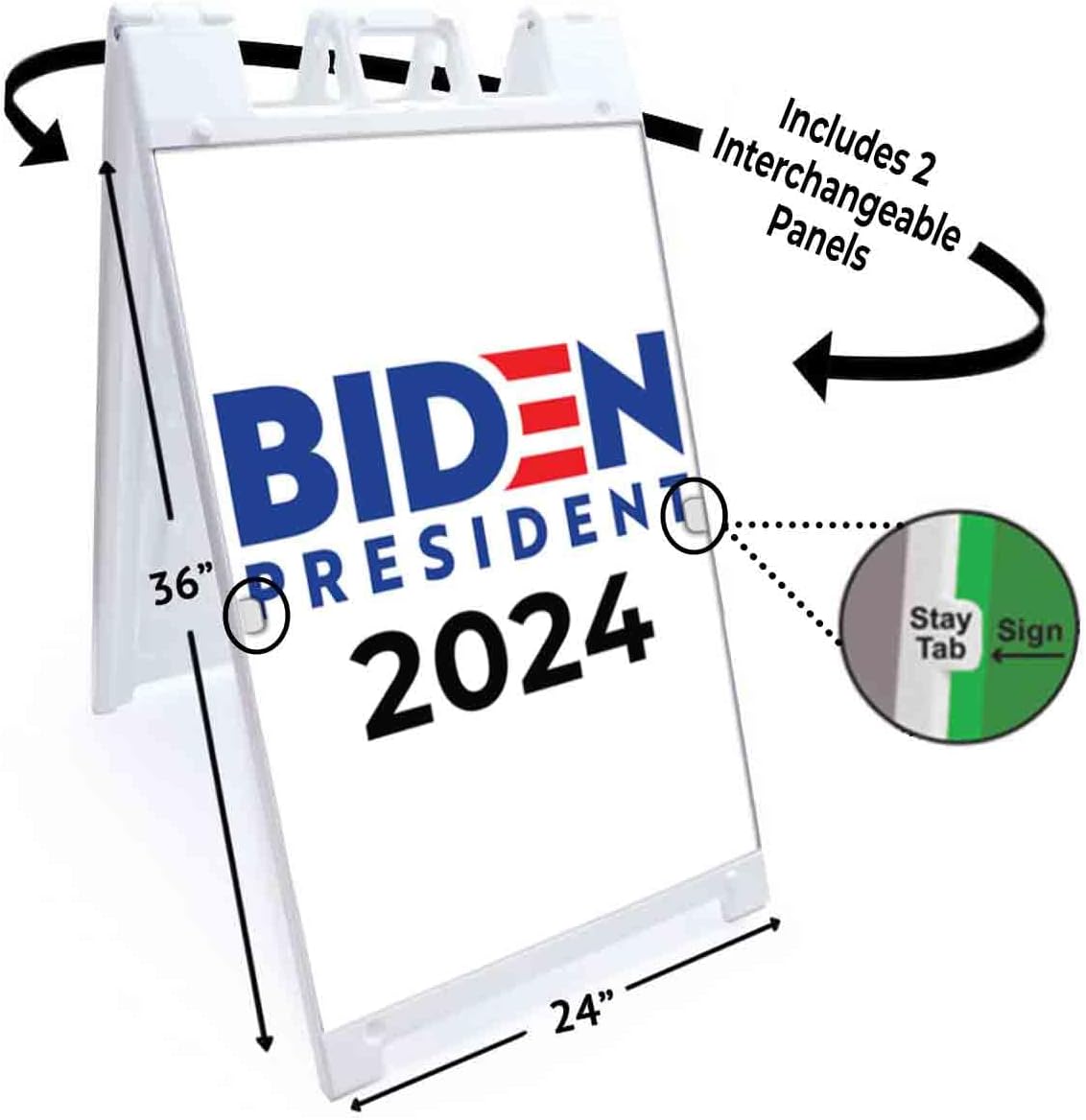 Biden 2024 (24' X 36') Deluxe A-Frame Signicade, Includes 2 Removable Panels & Stand | Election, Political, Democrat, Vote