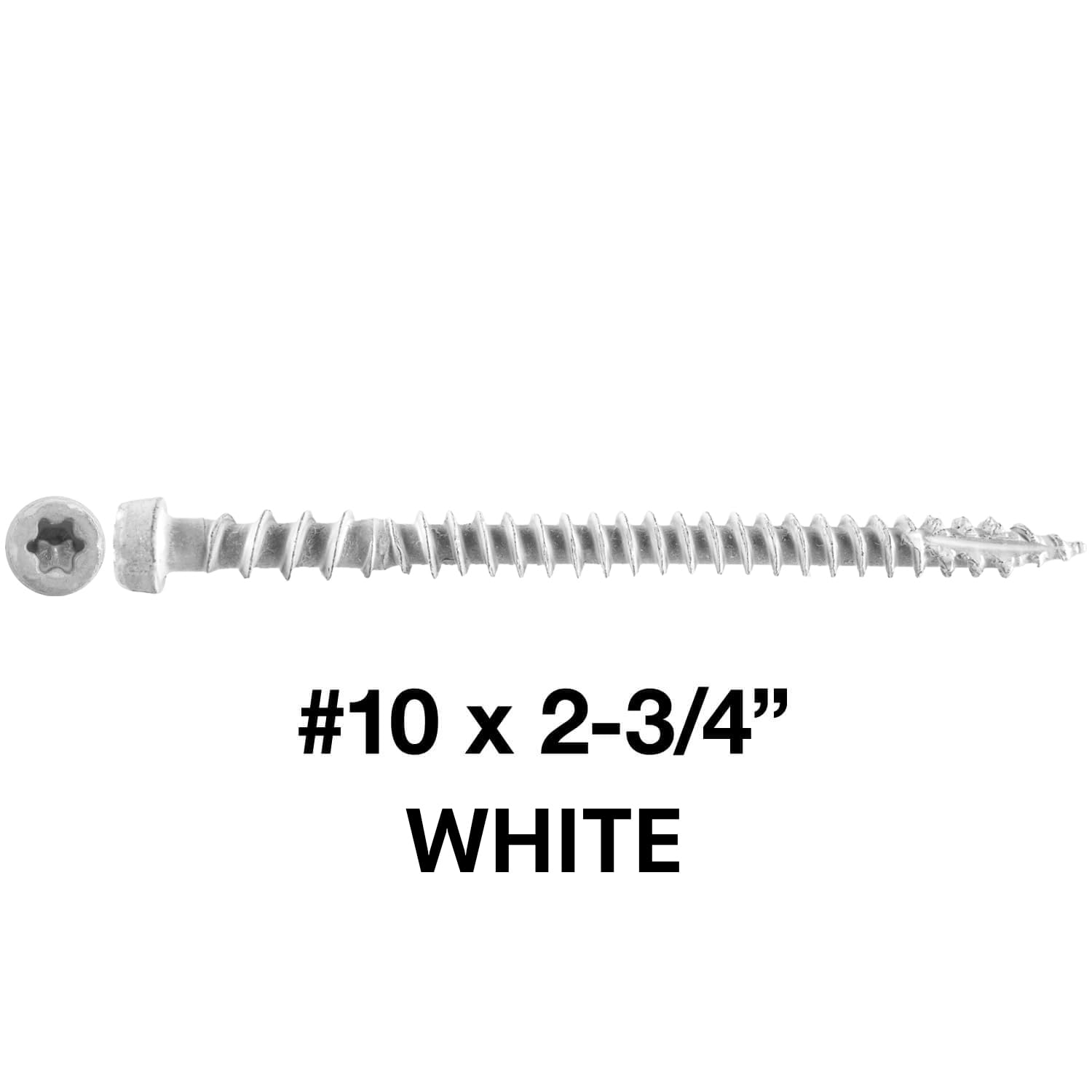 10 x 2-3/4' White Composite Decking Wood Screw Torx/Star Drive Head - Exterior Coated - AQC Lumber Compatible - 5 Pound CASE ~3870 Screws