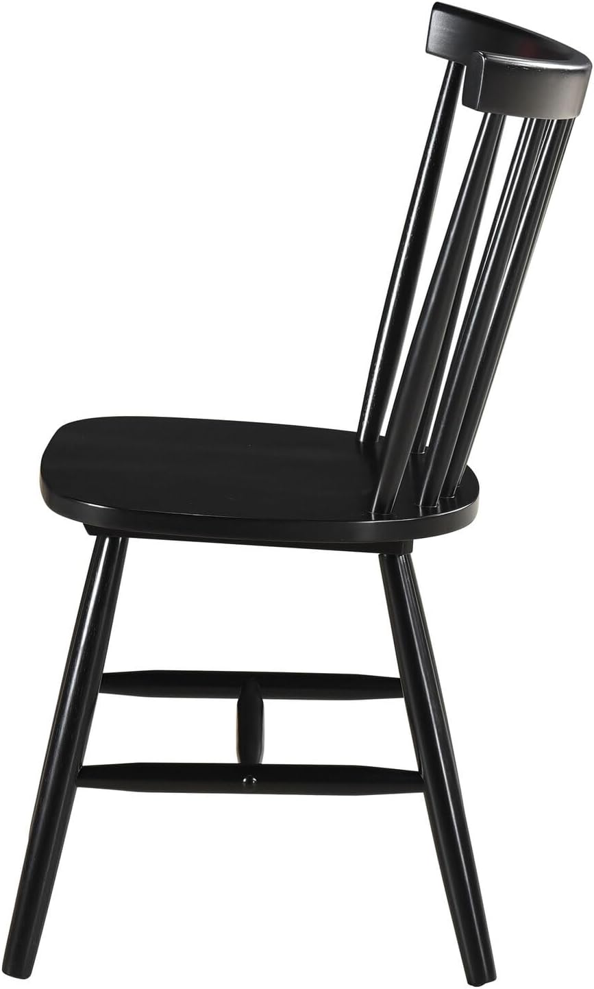 HomeStock Wood Dining Chairs Set of 2 Black Finish Kitchen Side Chairs