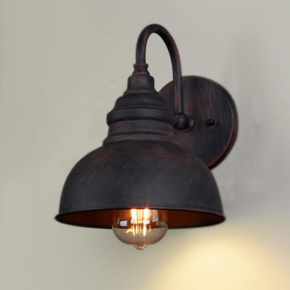 Aplique de pared Exterior Vintage de Cuello de cisne E26/E27, apliques de Hierro inoxidable, luminarias impermeables Amen, para puerta o terraza Exterior.