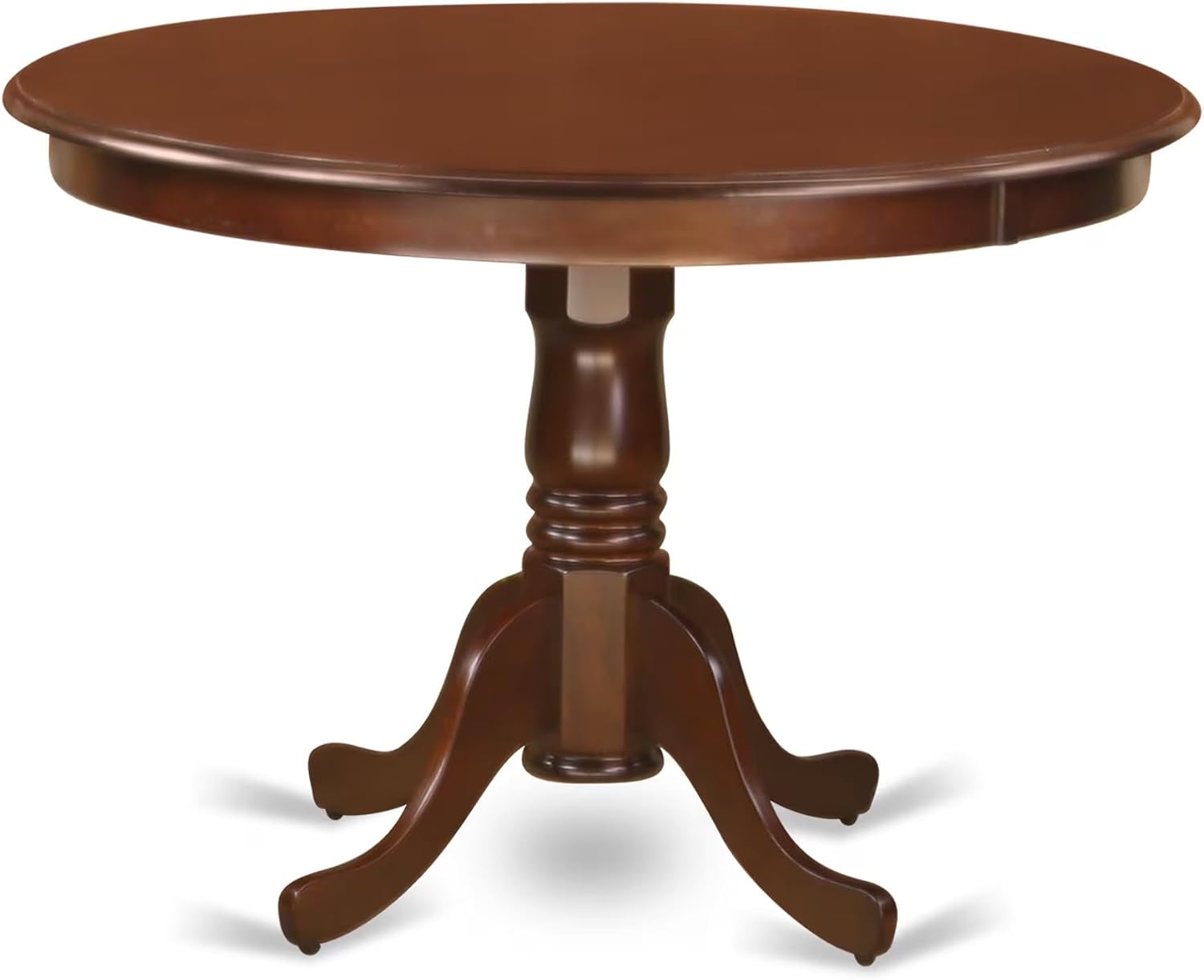 East West Furniture HLDA5-MAH-23 5 Piece Dining Table Set Includes a Round Kitchen Table with Pedestal and 4 Polyester Fabric Upholstered Parson Chairs, 42x42 Inch, Mahogany
