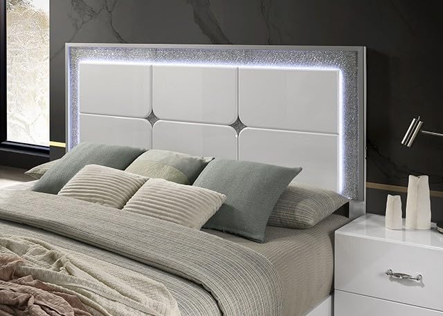 MASARA Bedroom Set, White UV High-Gloss Finish,Available in Queen/King/Twin/Full Size,Platform Bed with 2 Nightstands, Contemporary Style, Engineered Wood (Queen)