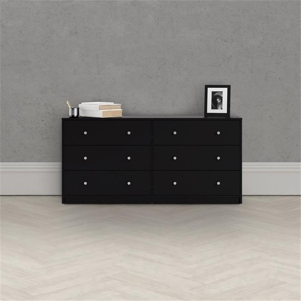 Pemberly Row 3PC Engineered Wood Dresser and Nightstands Bedroom Set in Black
