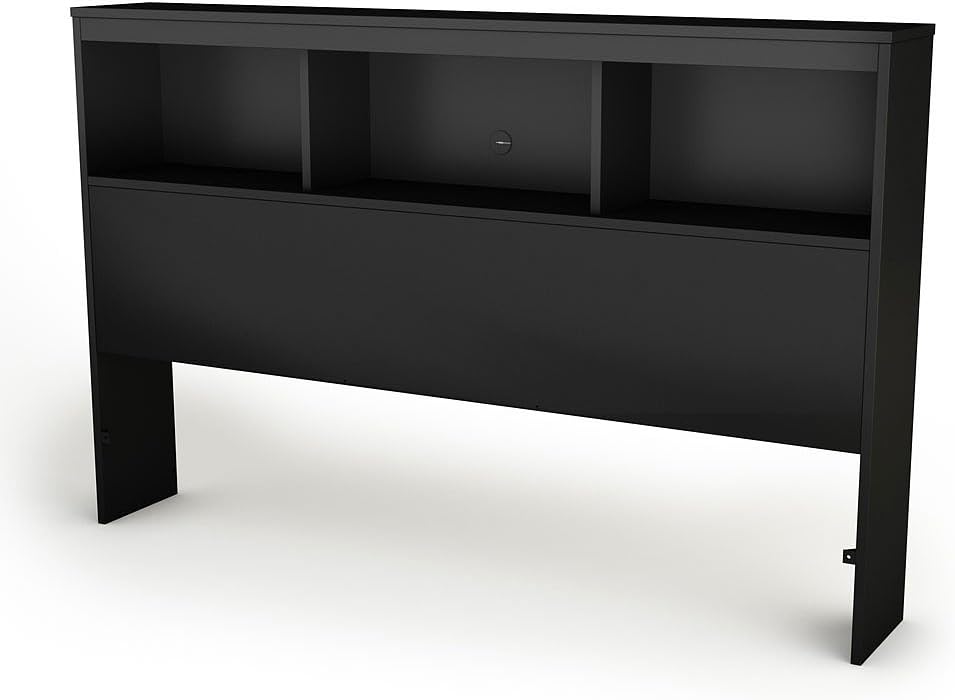 South Shore Spark Bookcase Headboard, Full, Pure Black