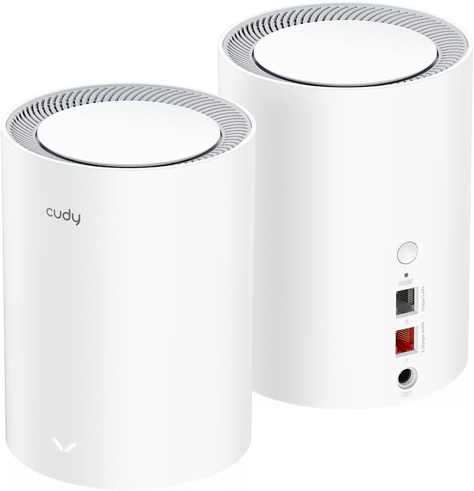 Cudy WiFi 6 Mesh Router AX3000, 2.5G Port, Whole Home Mesh WiFi System, Dual Band 3000Mbps, Connect 200+ Devices, App Control & Parental Control, VPN Router for Gaming, Streaming & Smart Home, 2-Pack