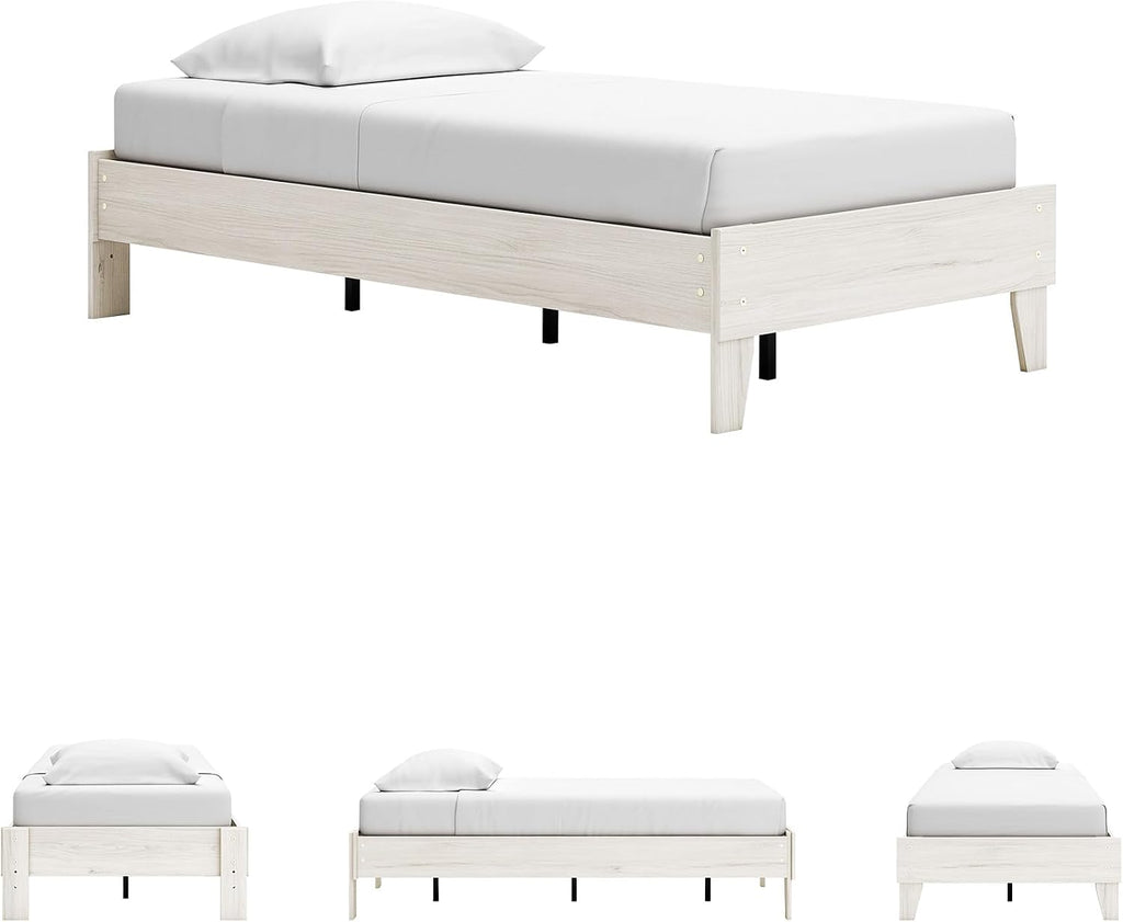 Signature Design by Ashley Socalle Casual Farmhouse Platform Bed Frame, Twin, Natural Beige