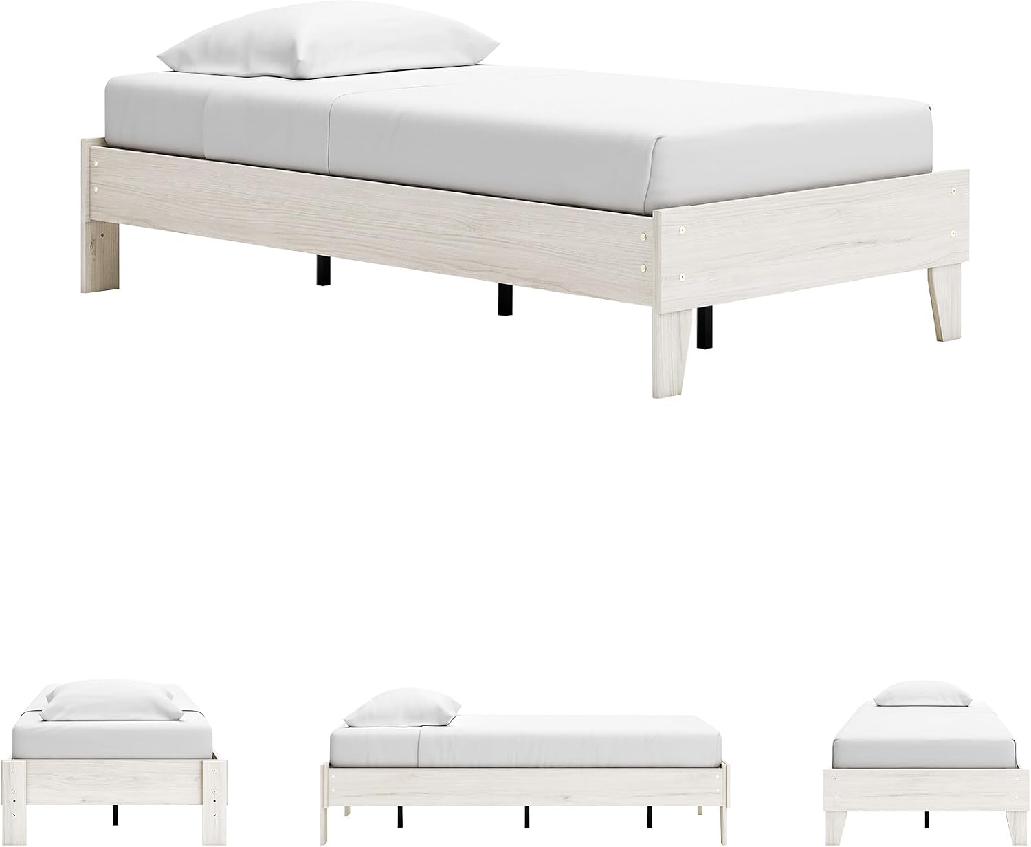 Signature Design by Ashley Socalle Casual Farmhouse Platform Bed Frame, Twin, Natural Beige