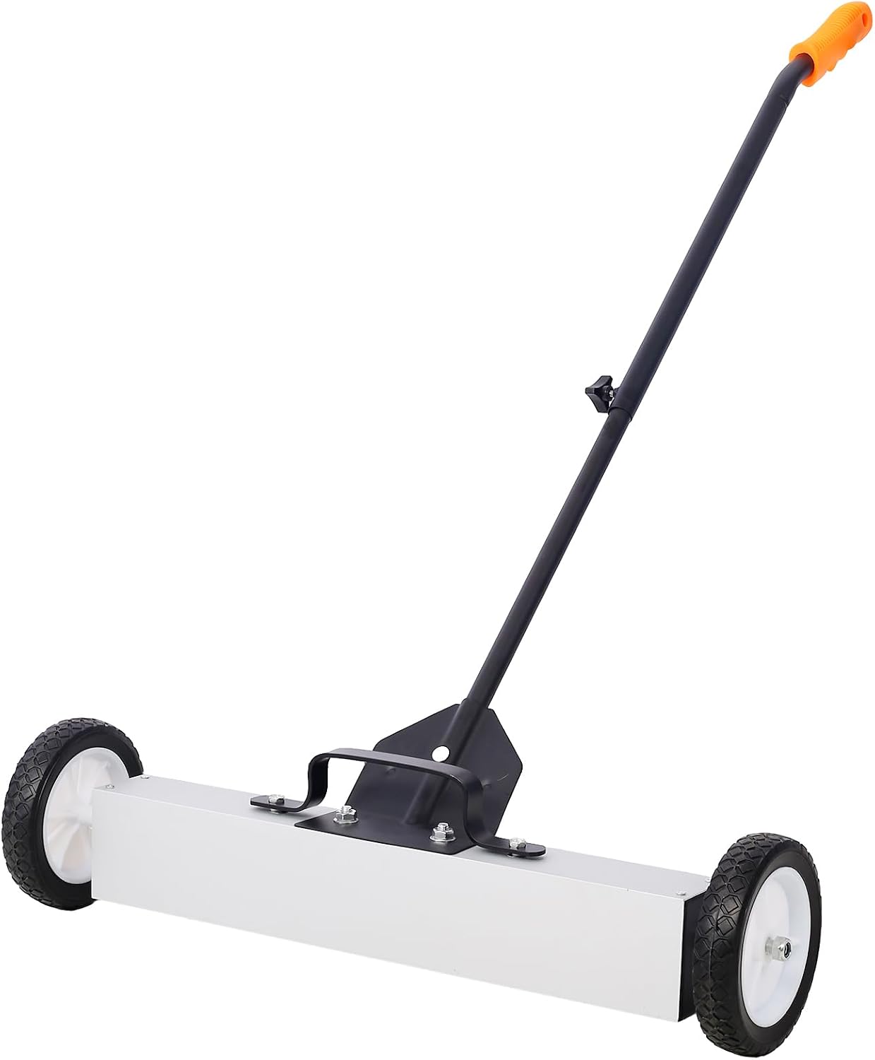 Magnetic Sweepers with Release Heavy Duty Push-Type 24'' Rolling Magnetic Pick-Up Sweeper Ergonomic Adjustable Long Arm for Nails Needles Screws Collection Metal Black and Silver