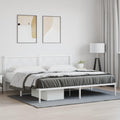 White Powder-Coated Steel Full Bed Frame with Headboard, Industrial Design for Modern Bedrooms, 4-Piece Set with Ample Storage Space and Robust Construction