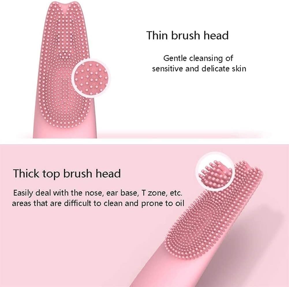 Soft Silicone Facial Cleansing Brush, Waterproof Electric Face Brush Skin Cleansing for Deep Cleansing, Gentle Exfoliating and Massaging, Pink