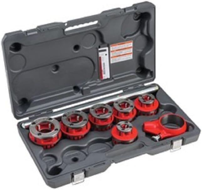 RIDGID, 36505, Exposed Ratchet Threader Set, 1/8 to 2 in,Silver/Red,Small