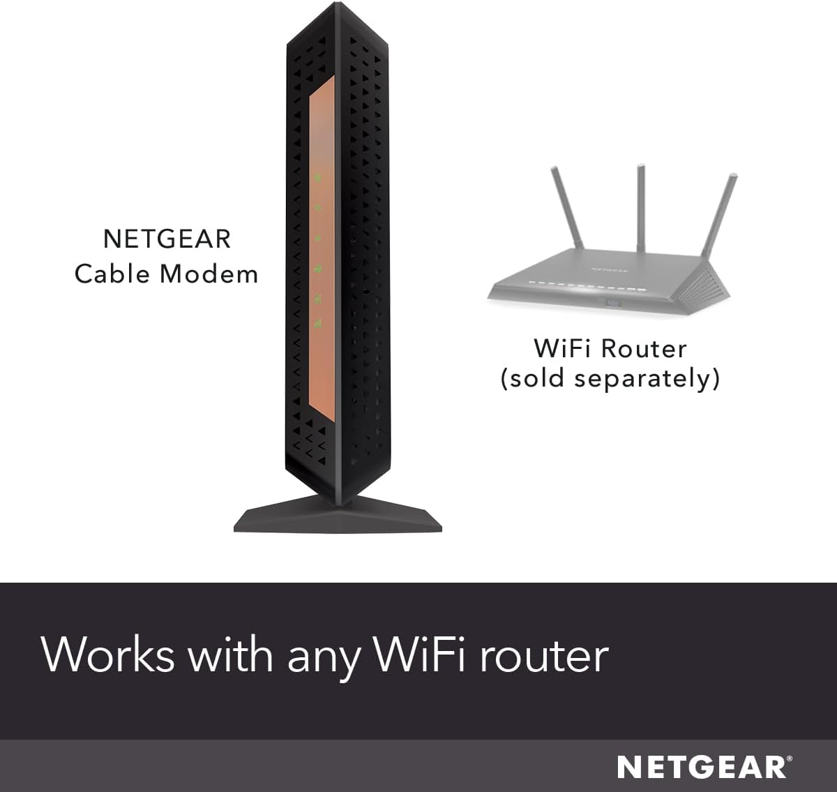 NETGEAR Nighthawk Multi-Gig Cable Modem (CM1100) - Compatible with All Cable Providers Incl. Xfinity, Spectrum, Cox - for Cable Plans Up to 1Gbps – 2 x 1G Ethernet Ports - DOCSIS 3.1