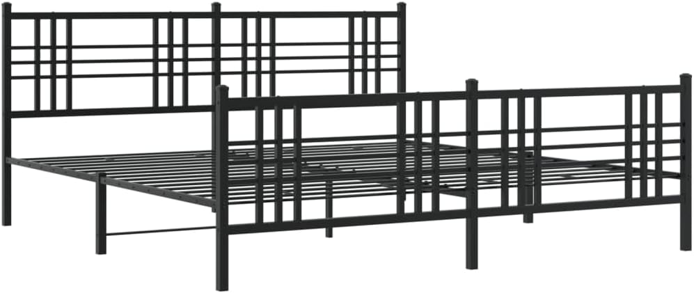 Black Steel Full Bed Frame Rectangular Traditional Design with Underbed Storage Space, Heavy Duty Metal Bed Frame for Master Bedroom and Guest Room, Durable Construction