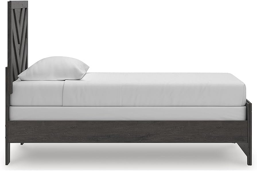 Signature Design by Ashley Prendonea Farmhouse Twin Panel Bed, Foundation or Box Spring Needed, Gray