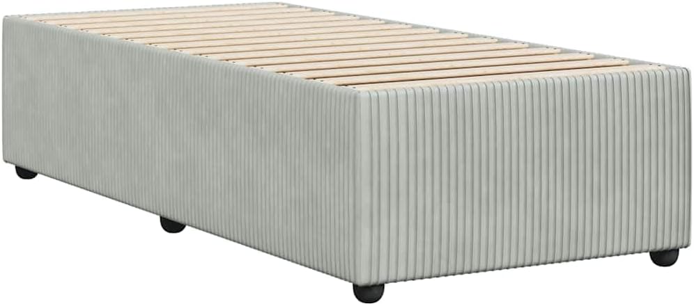 Light Grey Twin XL Velvet Bed Frame Modern Upholstered Platform Bed with Soft Fabric and Sturdy Plywood for Bedroom