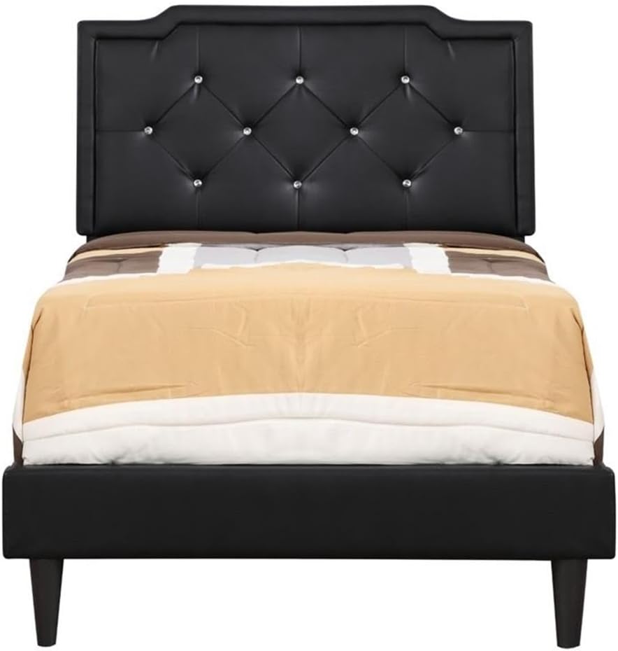 Glory Furniture Deb Velvet Upholstered Twin Bed in Black